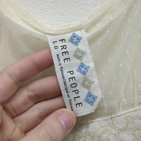 Free People white sheer top mini dress size Large - Picture 3 of 6